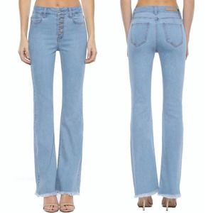 NWT Cello Button Fly High Rise Flare Jeans Frayed Hem Juniors Size 9 (28" Waist)